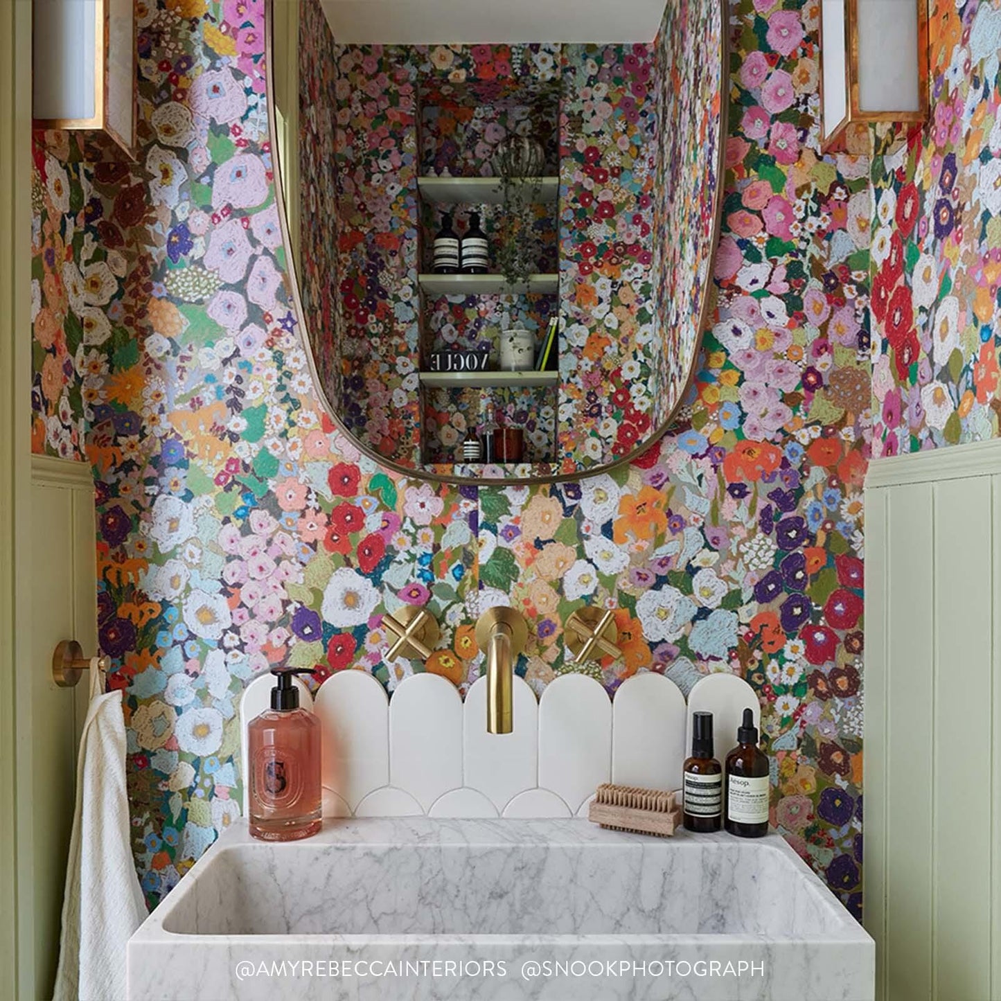 Hollyhocks Wallpaper - Spring - 1-WA-HOL-DI-SPR-XXX