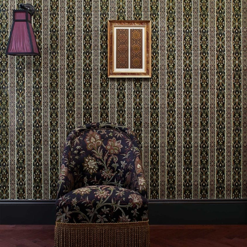 Mamounia Wallpaper - Moss-Green / Black - 1-WA-MAM-DI-MOS-XXX