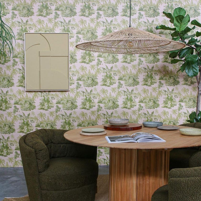 Sumatra Wallpaper - Blush / Pear-Green - 1-WA-SUM-DI-BPG-XXX