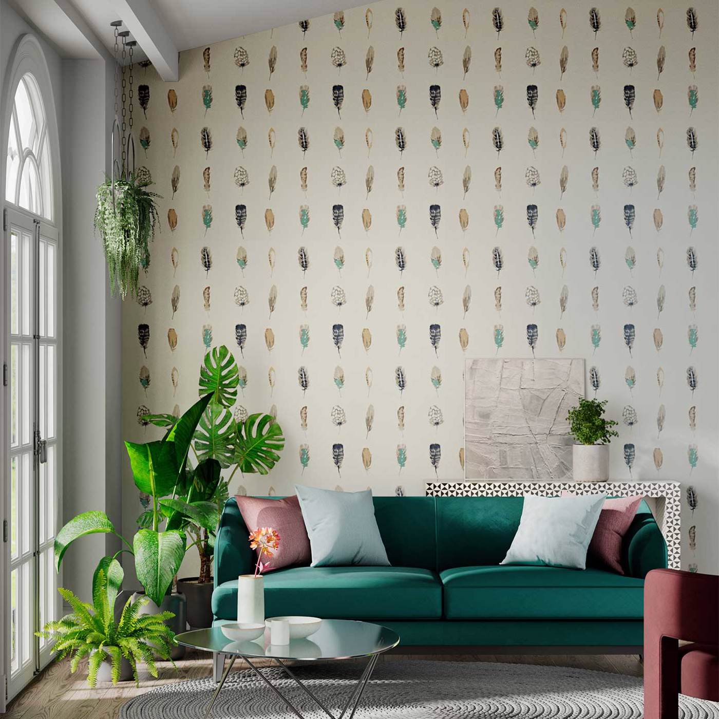 Limosa Wallpaper - Indigo / Mustard / Stone - HAMA111075