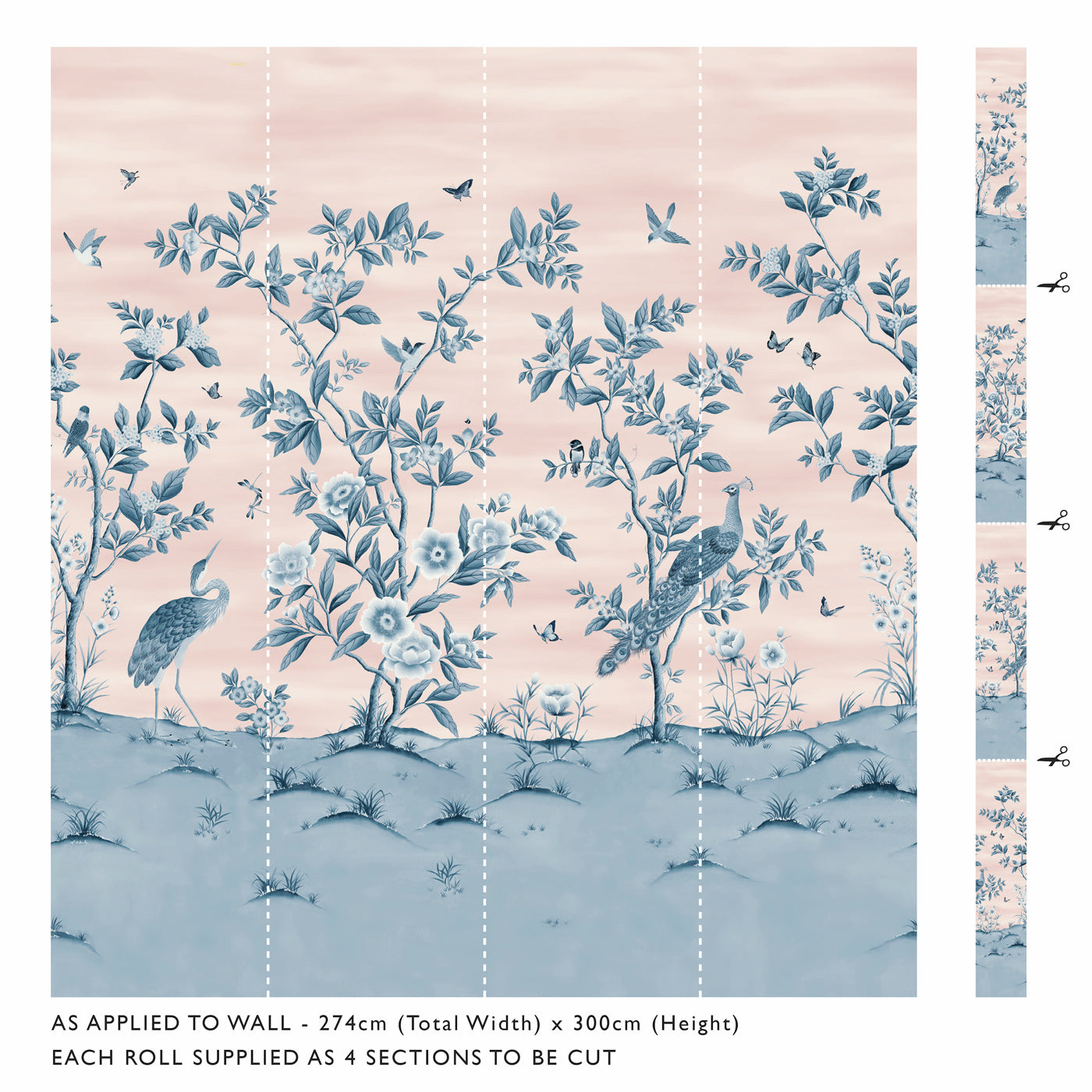 Florence Wallpaper - Powder/ China Blue - HDHW112890