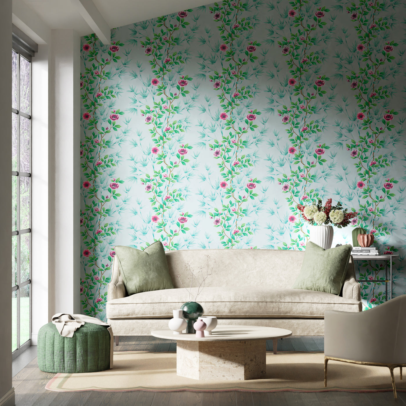 Lady Alford Wallpaper - Sky/Magenta - HDHW112901