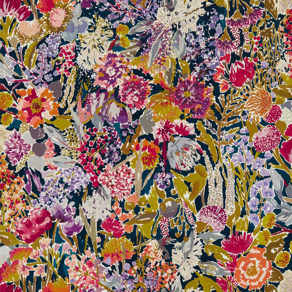 Sanguine Wallpaper - Pomegranate/Clemantine/Peony/Blueberry - HQN2112839
