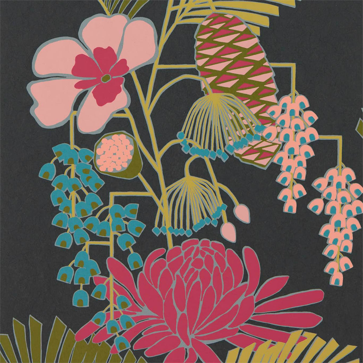 Salon Wallpaper - Ebony/Azalea/Fern - HSAW112153