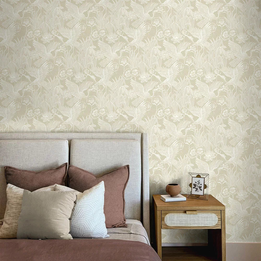 Floral Heron Peel & Stick Wallpaper