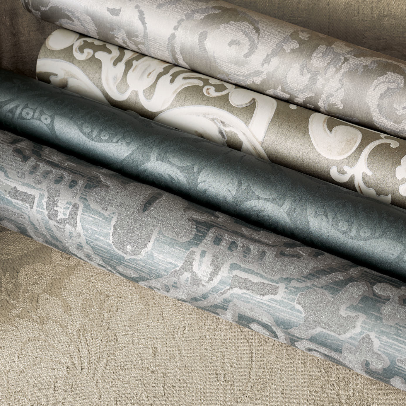 Renaissance Damask Wallpaper - Linen - ZCON312024