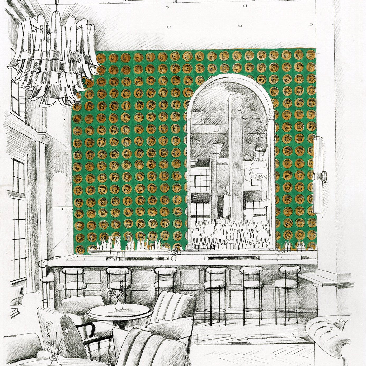 Medallion Wallpaper - Malachite/Gold - ZPLW312974