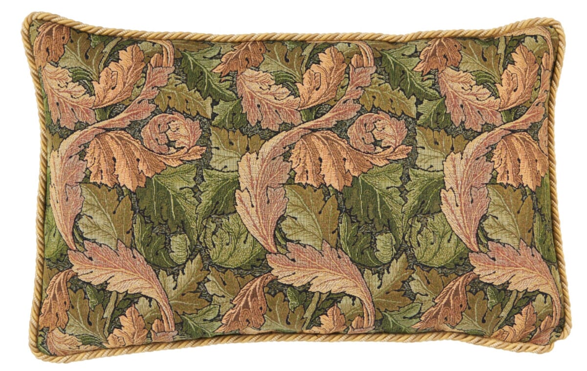 Acanthus Leaf Gold Cushion with Gold Rope Cord with Feather Filler - Hines - 830LP-3 - Morris Wallpaper