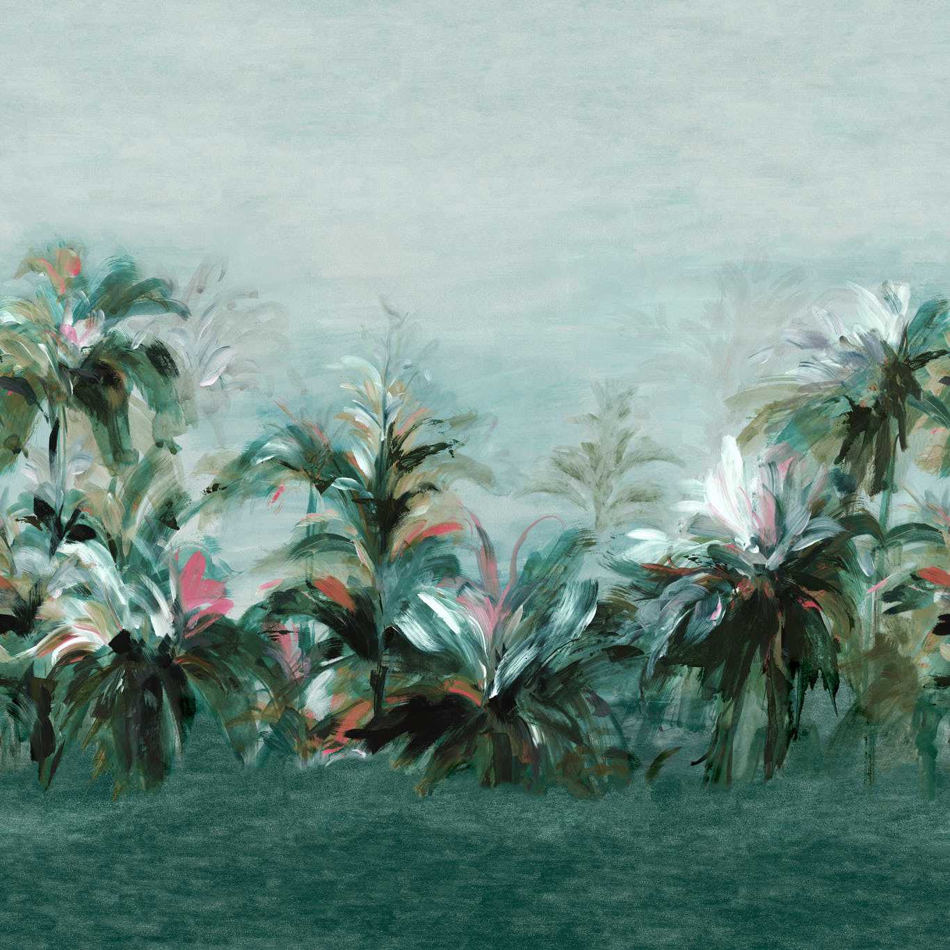 Alberi Wallpaper - Teal/Fuchsia Banner - Clarke & Clarke - W0176/02 - Morris Wallpaper