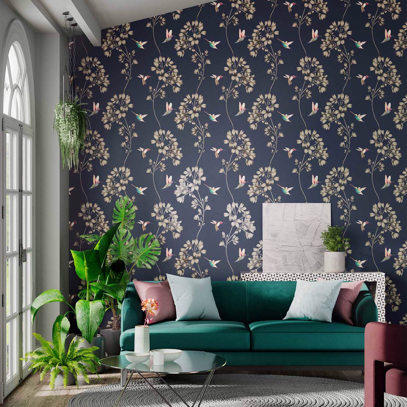 Amazilia Wallpaper - Indigo - Harlequin - HAMA111059 - Morris Wallpaper