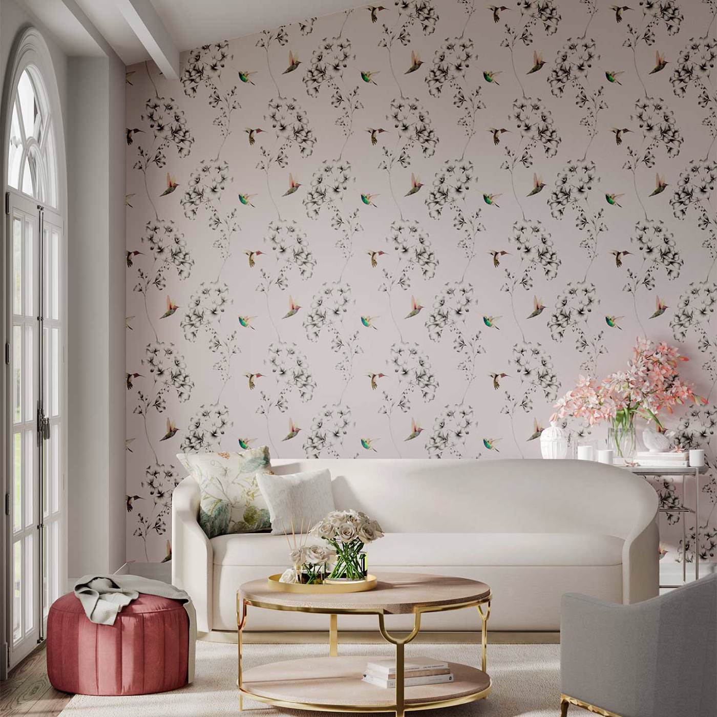 Amazilia Wallpaper - Powder/Pearl - Harlequin - HTEW112606 - Morris Wallpaper