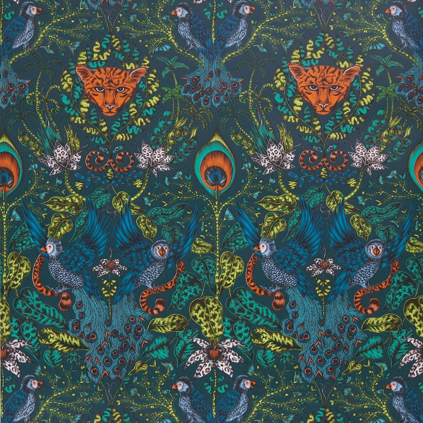 Amazon Wallpaper - Navy - Clarke & Clarke - W0098/03 - Morris Wallpaper