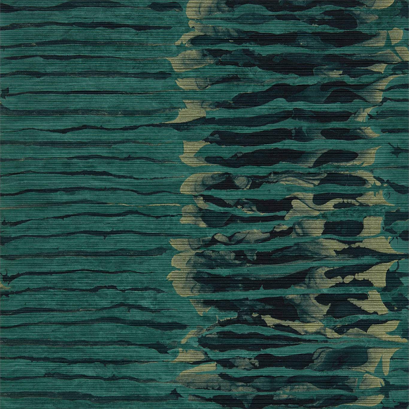 Anthology Ripple Stripe Wallpaper - Emerald/Kingfisher - Harlequin - EANW112579 - Morris Wallpaper
