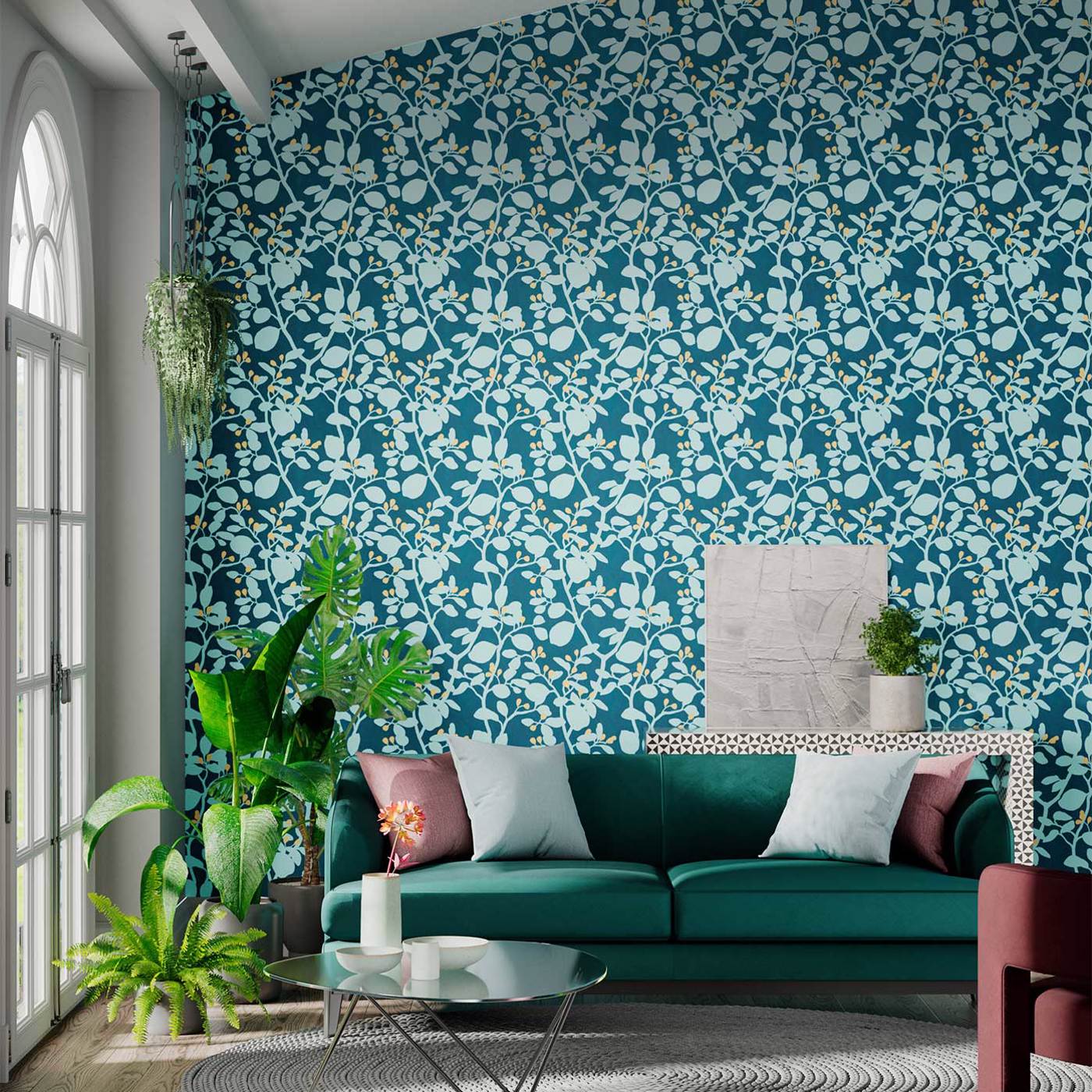 Ardisia Wallpaper - Amazonia/Teal/ Gold - Harlequin - HTEW112764 - Morris Wallpaper