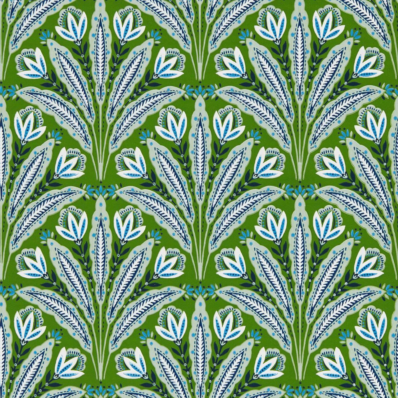 Attingham Wallpaper - Cobalt/Green - Clarke & Clarke - W0193/01