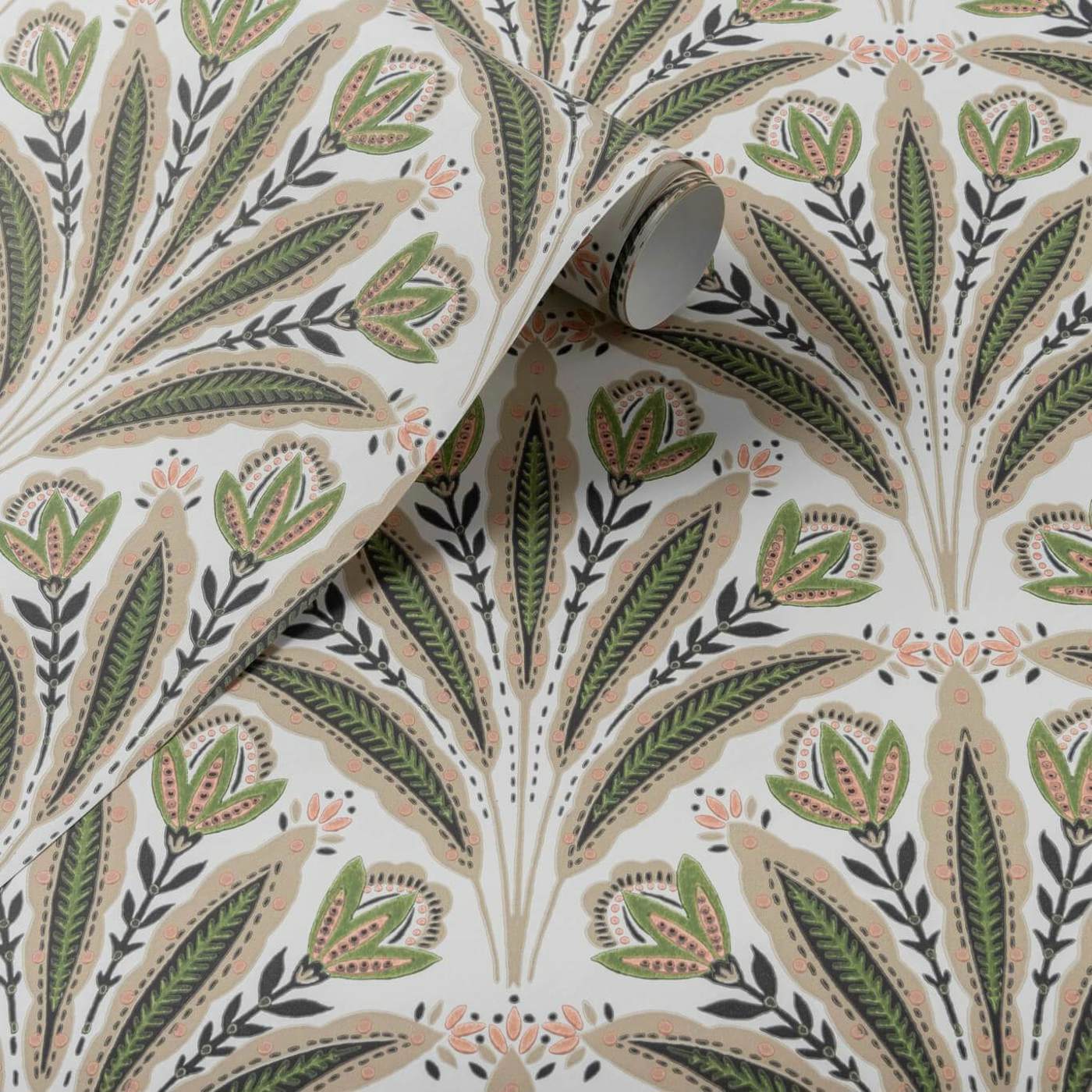 Attingham Wallpaper - Sage/Blush - Clarke & Clarke - W0193/04 - Morris Wallpaper