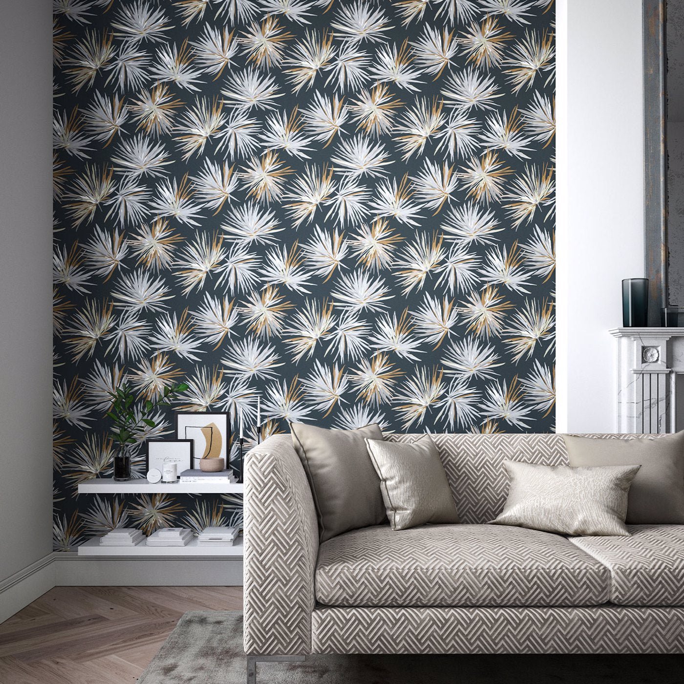 Aucuba Wallpaper - Slate/Bronze/Topaz - Harlequin - HM7W112744 - Morris Wallpaper