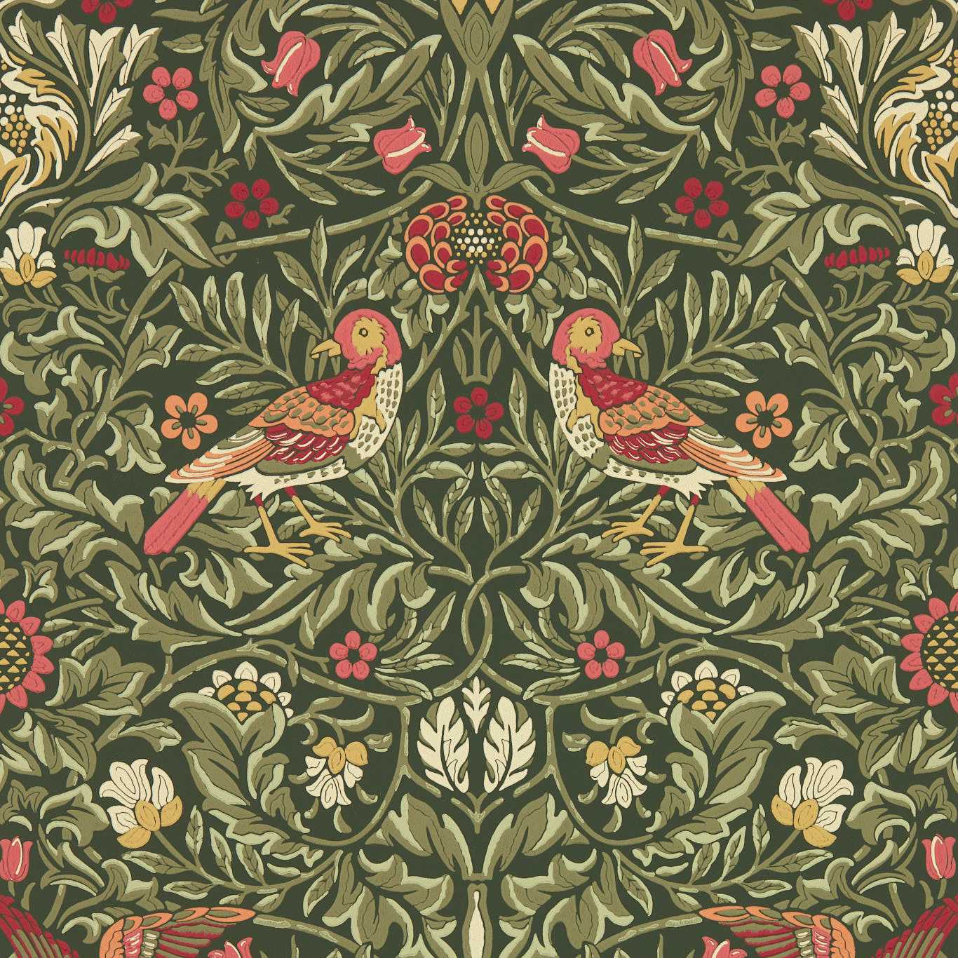 Bird Wallpaper - Wooded Dell - 217194 - Morris & Co