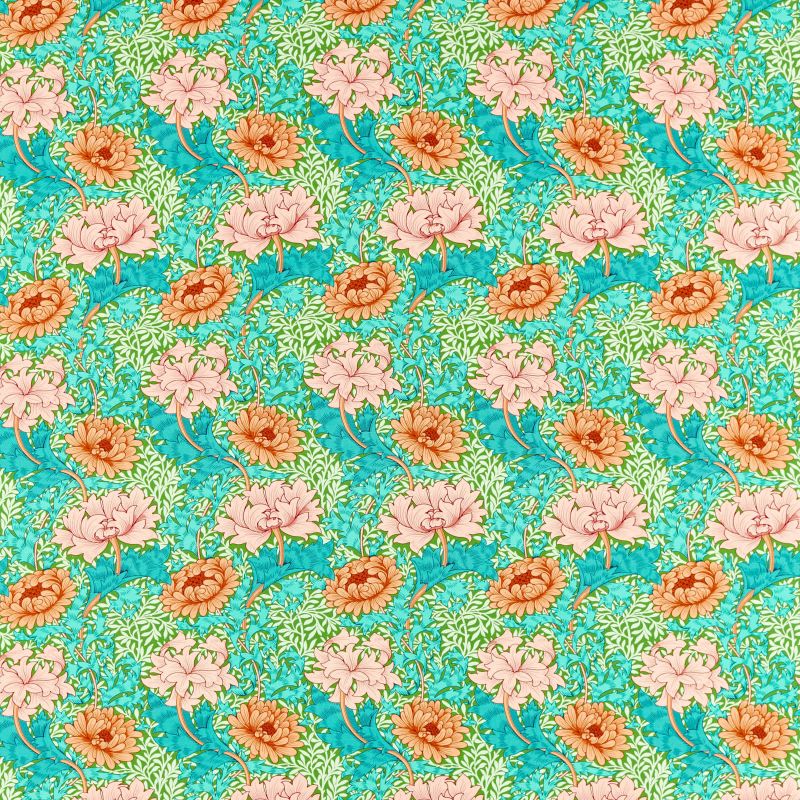 Chrysanthemum Fabric - Summer - Morris & Co - 226855 - Premier Wallcovering