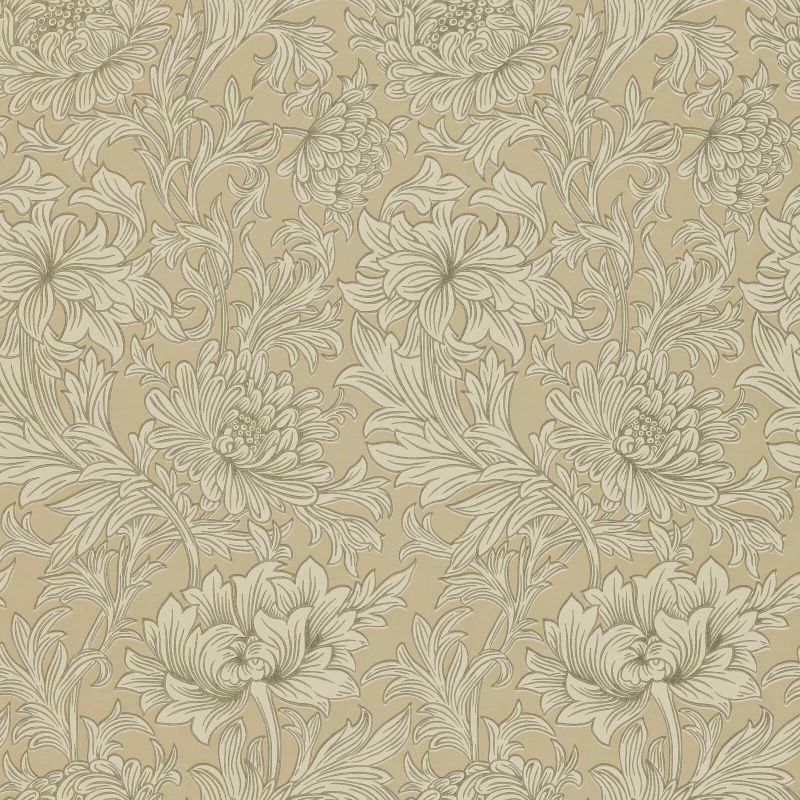 Chrysanthemum Toile Wallpaper - Ivory/Gold - Morris & Co - 210417 - Morris Wallpaper