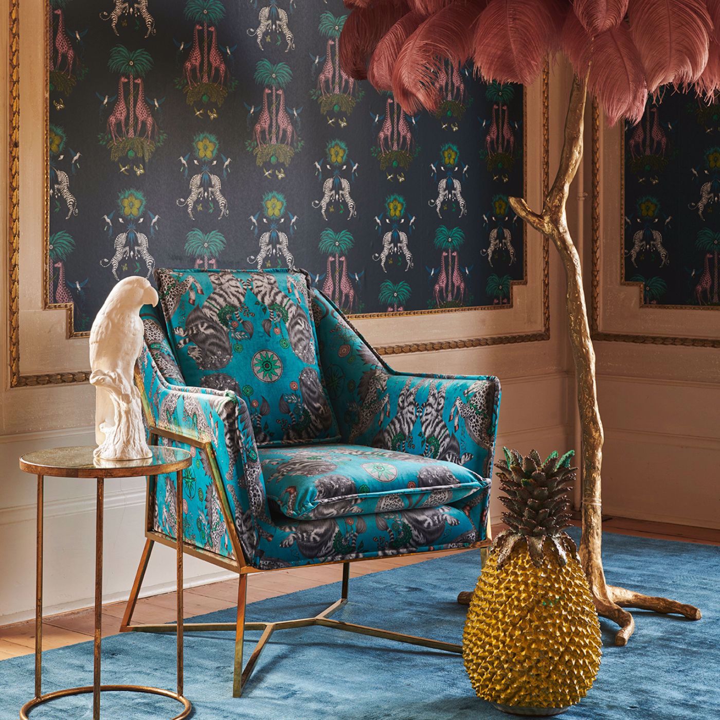 Creatura Wallpaper - Teal - Clarke & Clarke - W0114/03 - Morris Wallpaper