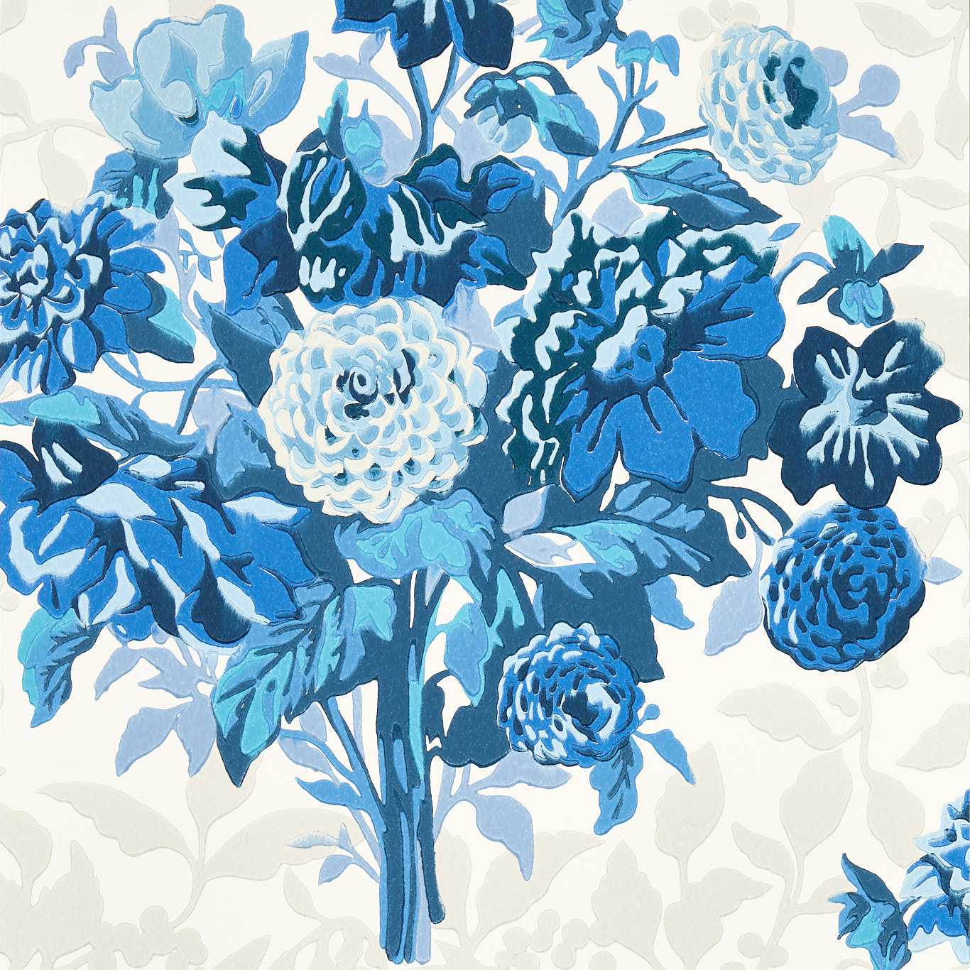 Dahlia Bunch Wallpaper - Lapis - Harlequin - HSRW113055 - Morris Wallpaper