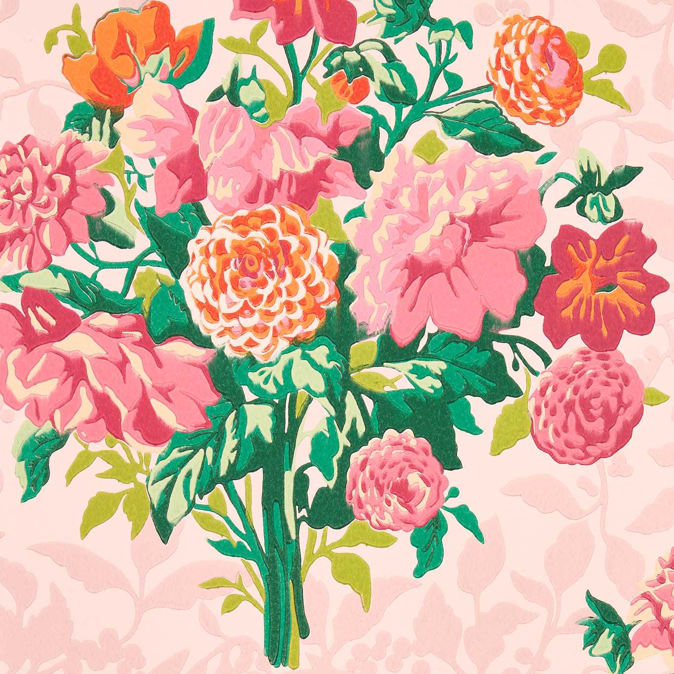 Dahlia Bunch Wallpaper - Rose Quartz/Spinel - HSRW113056 - Harlequin - Premier Wallcovering