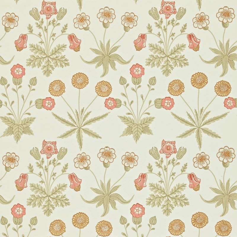 Daisy Wallpaper - Coral/Manilla - Morris & Co - 212560 - Morris Wallpaper