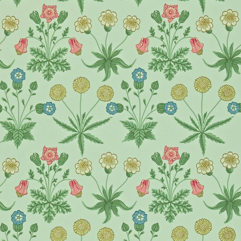 Daisy Wallpaper - Pale Green/Rose - Morris & Co - 212559 - Morris Wallpaper
