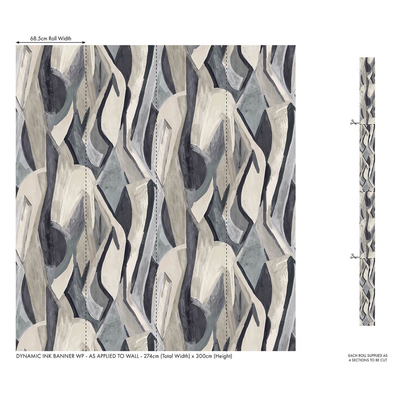 Dynamic Wallpaper - Noir Banner - Clarke & Clarke - W0231/02 - Morris Wallpaper