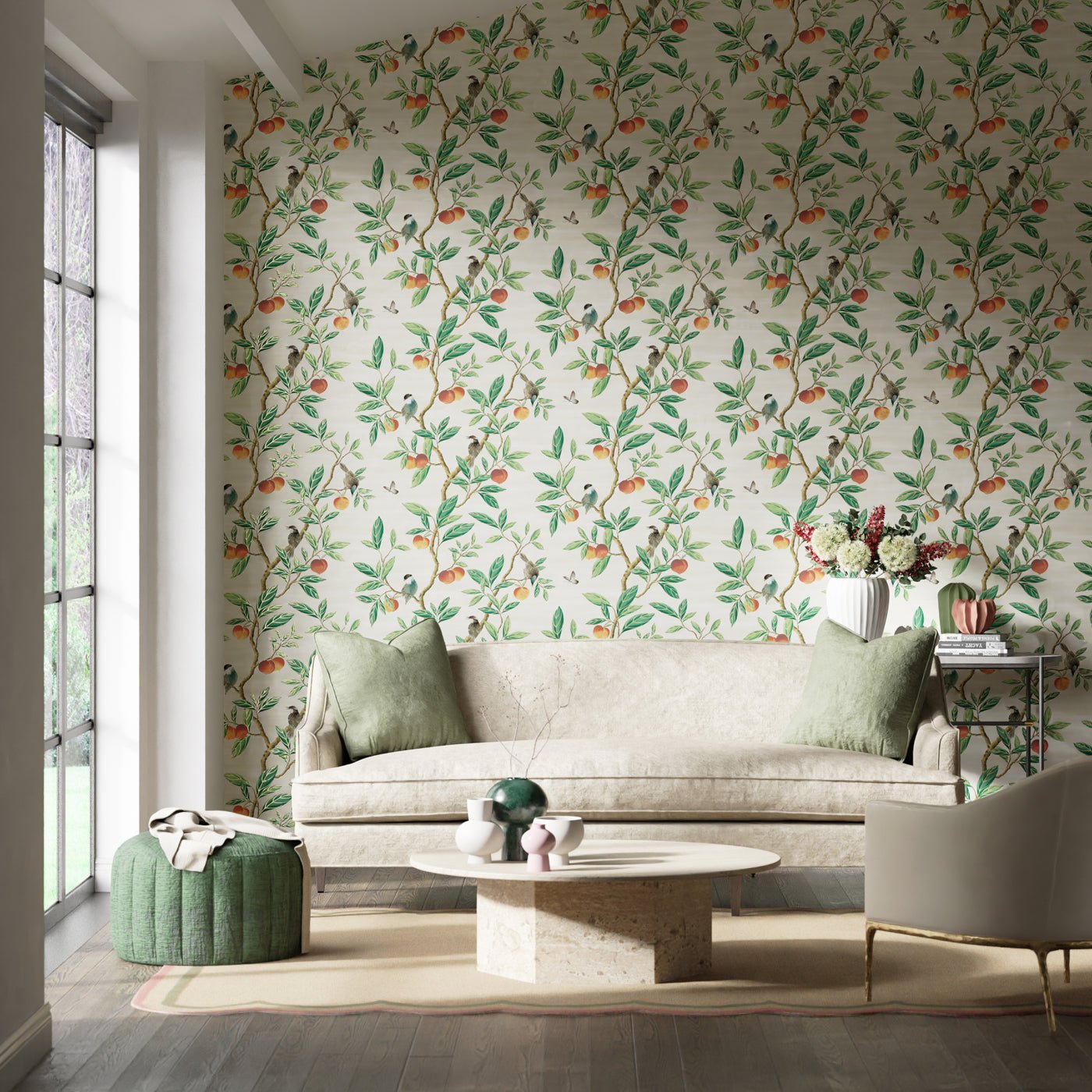 Ella Wallpaper - Fig Blossom/Fig Leaf/ Nectarine - Harlequin - HDHW112906 - Morris Wallpaper