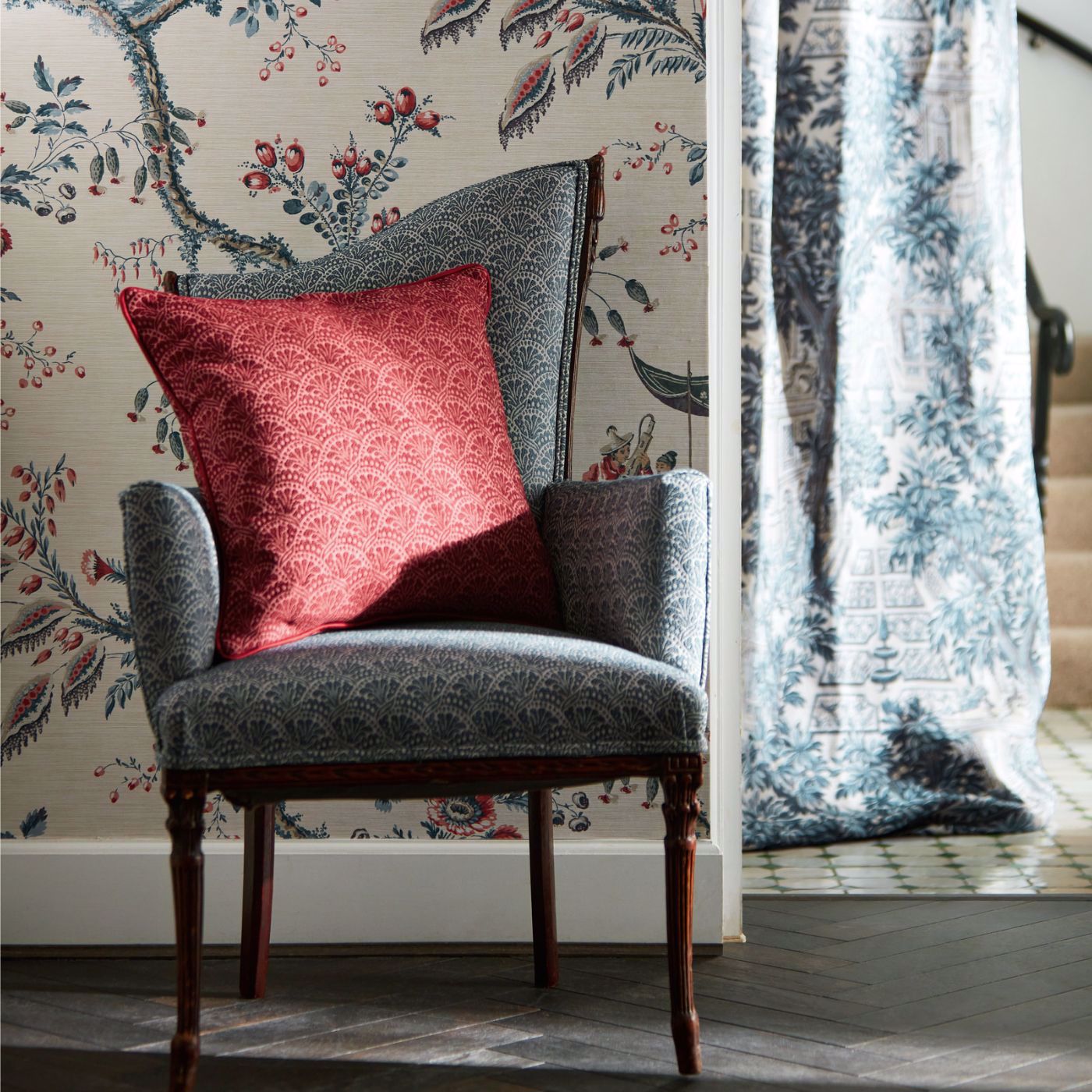 Emperor's Musician Wallpaper - Indigo - Zoffany - ZATW313050 - Morris Wallpaper