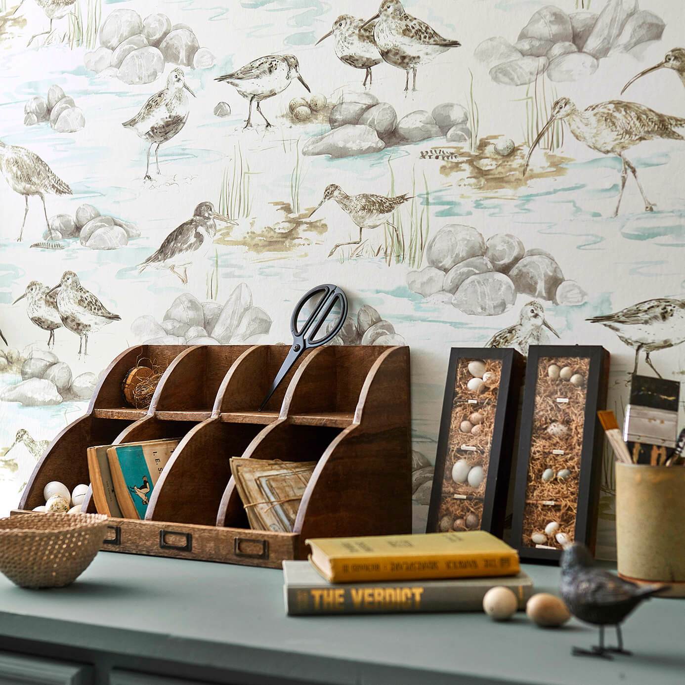 Estuary Birds Wallpaper - Chalk/Sepia - Sanderson - DEBB216493 - Morris Wallpaper