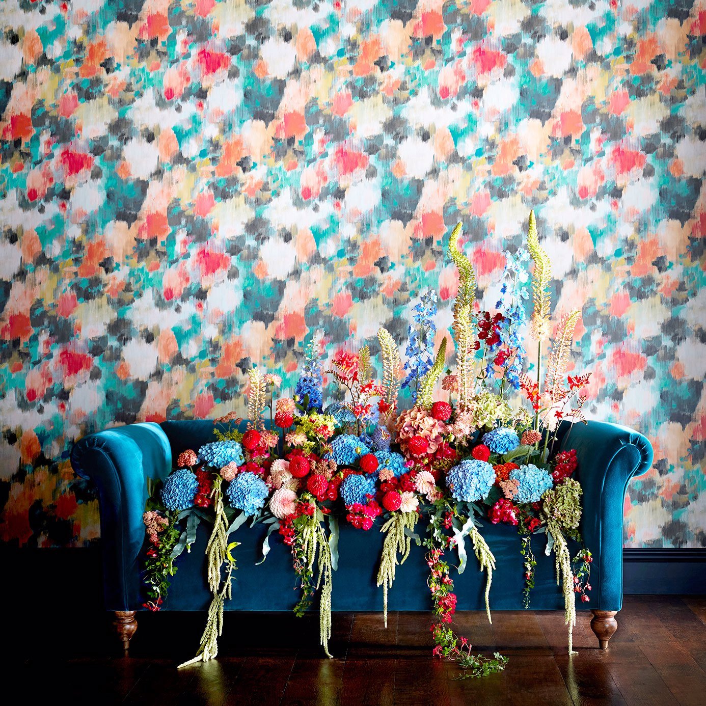 Exuberance Wallpaper - Tangerine/Sepia - Harlequin - HSTO111474 - Morris Wallpaper