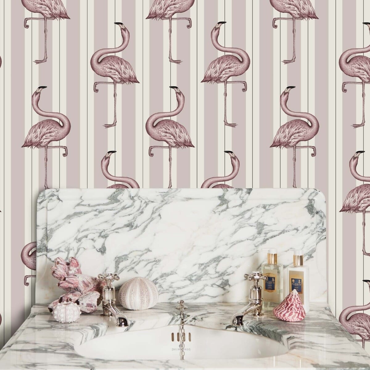 Flamboyance Wallpaper - Off-White & Macaroon-Pink - House of Hackney - 1-WA-FLA-DI-MPK-XXX - Morris Wallpaper