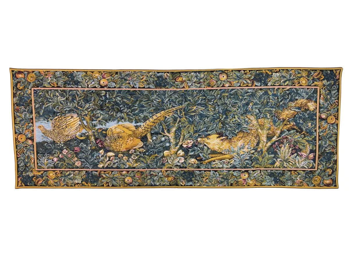Fox & Pheasants Loom Woven Tapestry - 58 x 134 cm - Requires Rod Size 4 - Hines of Oxford - LW1207 - Morris Wallpaper
