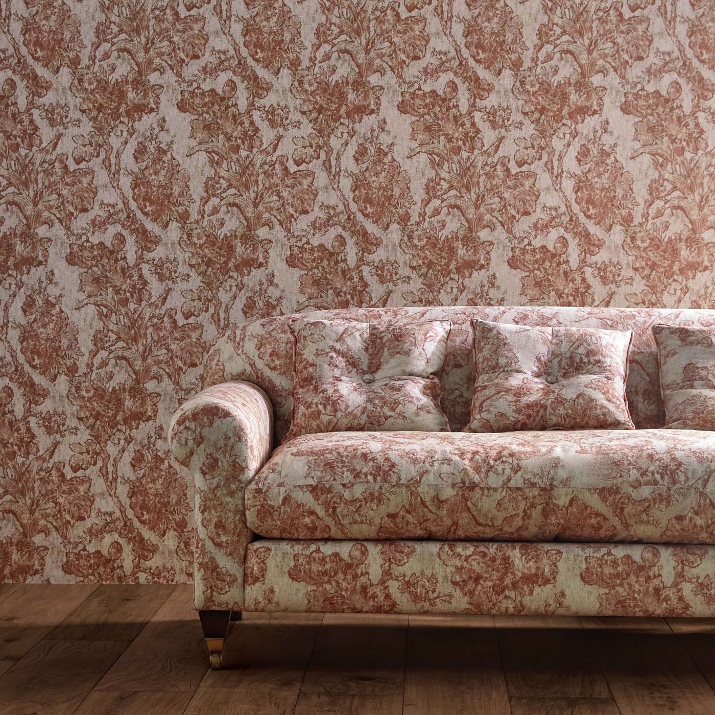 Fringed Tulip Toile Wallpaper - Jute - Sanderson - DGDW217325 - Morris Wallpaper