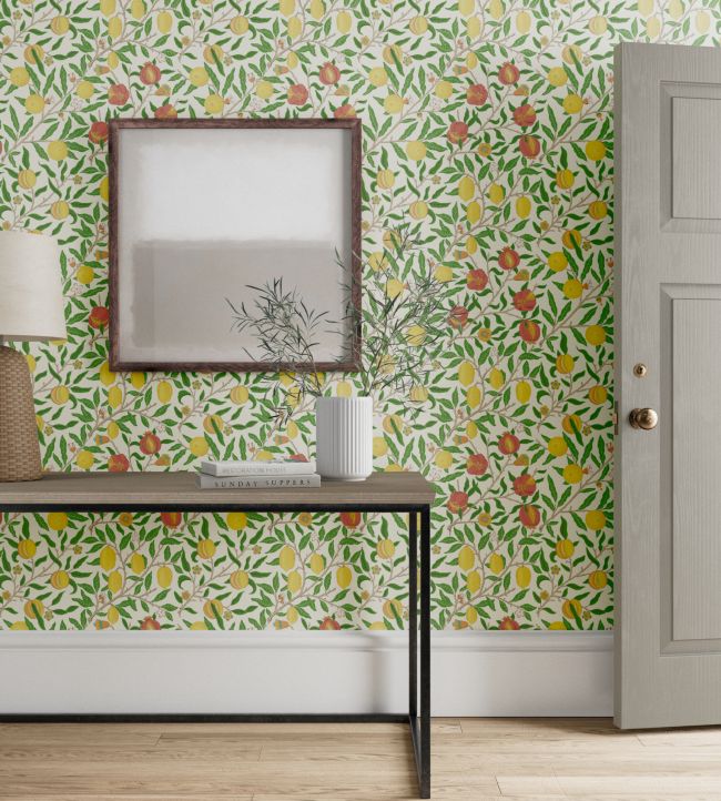 Fruit Wallpaper - Leaf Green/Madder - 217086 - Morris & Co