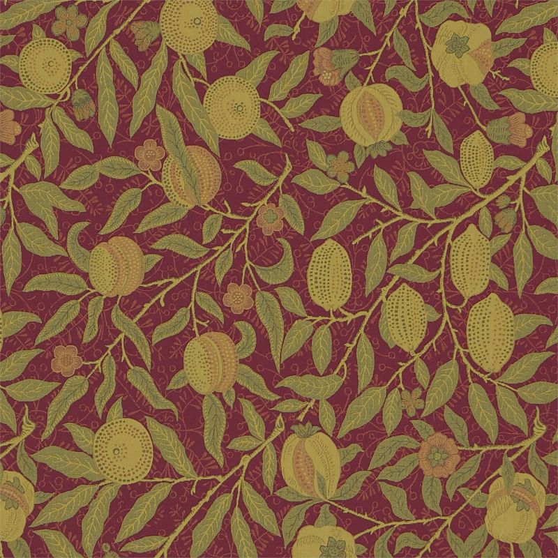 Fruit Weave Fabric - Crimson/Thyme - Morris & Co - 230287 - Premier Wallcovering