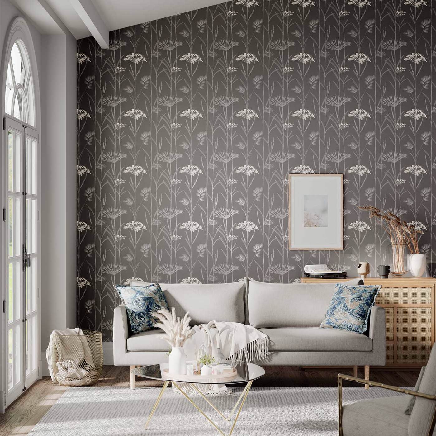 Gardinum Wallpaper - Charcoal Flint & Gilver - Harlequin - HPOW110556 - Morris Wallpaper