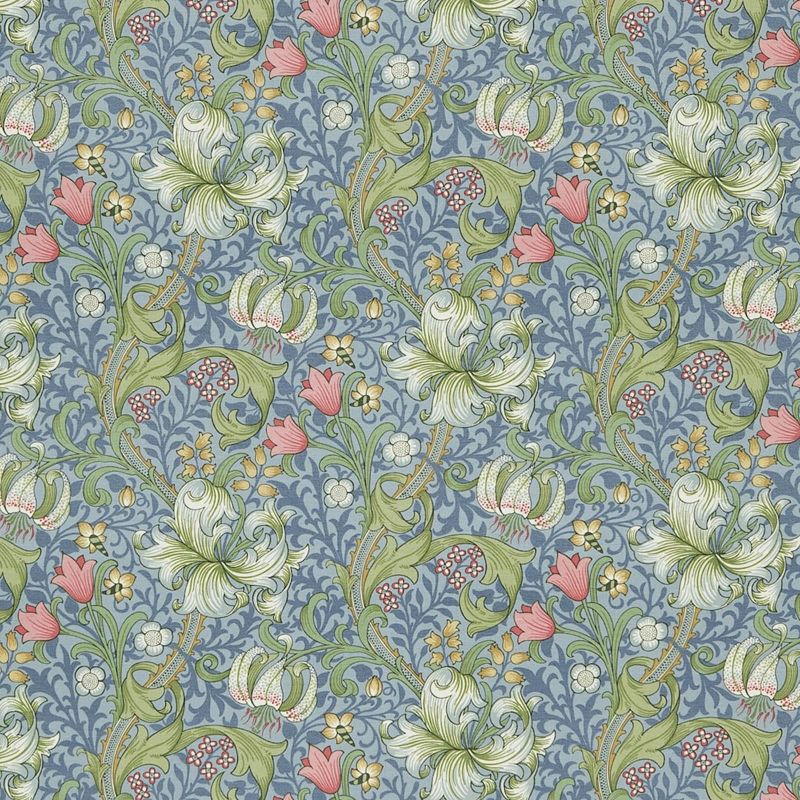 Golden Lily Fabric - Mineral - Morris & Co - DMI1G3204 - Premier Wallcovering