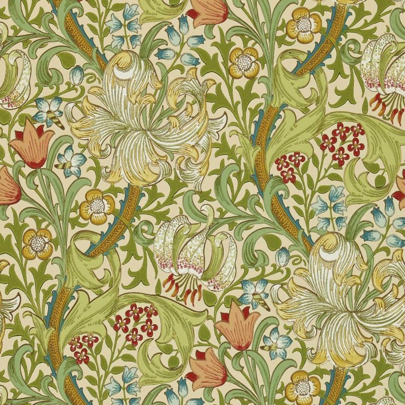 Golden Lily Wallpaper - Pale Biscuit - Morris & Co - 216464 - Morris Wallpaper