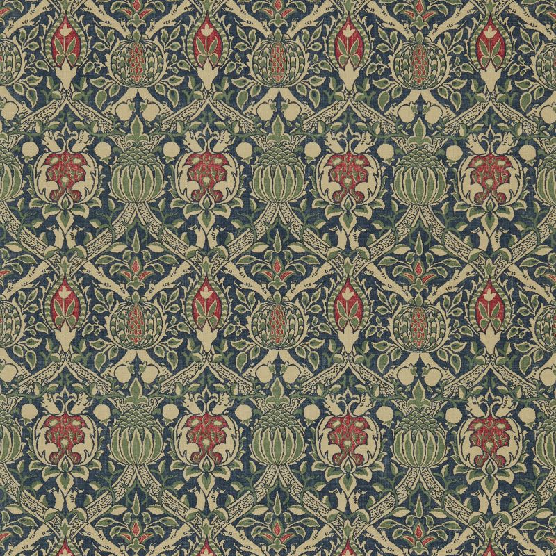 Granada Fabric - Indigo/Red - Morris & Co - DMCOGR201 - Premier Wallcovering