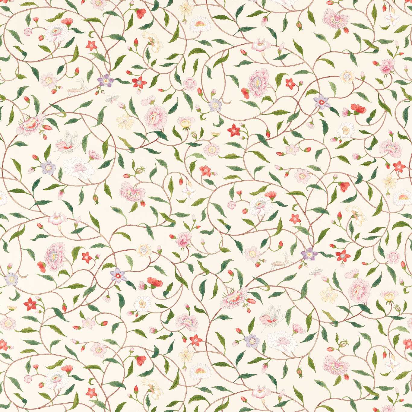 Henrietta's Trail Wallpaper - Perfect White - Zoffany - ZATW313053 - Morris Wallpaper