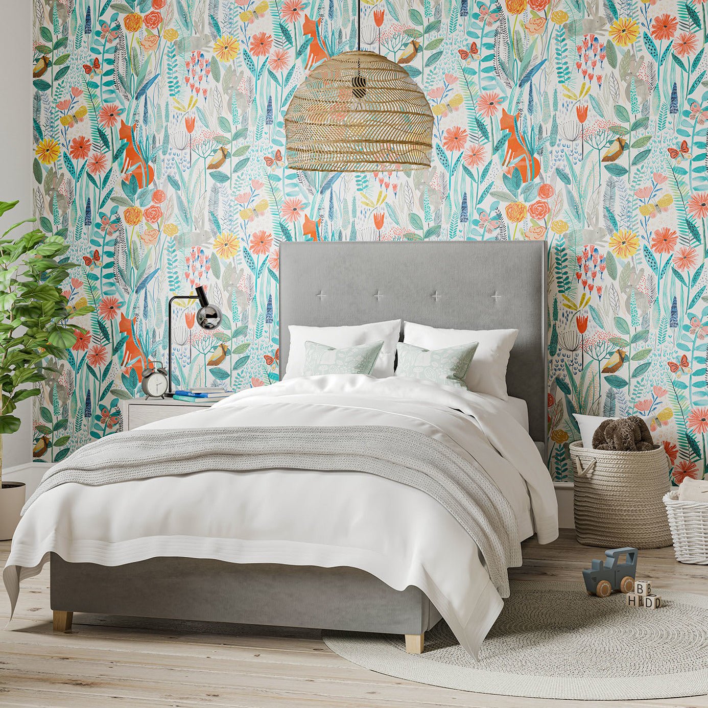 Hide and Seek Wallpaper - Poppy/Marine/Ochre - Harlequin - HLTF112633 - Morris Wallpaper
