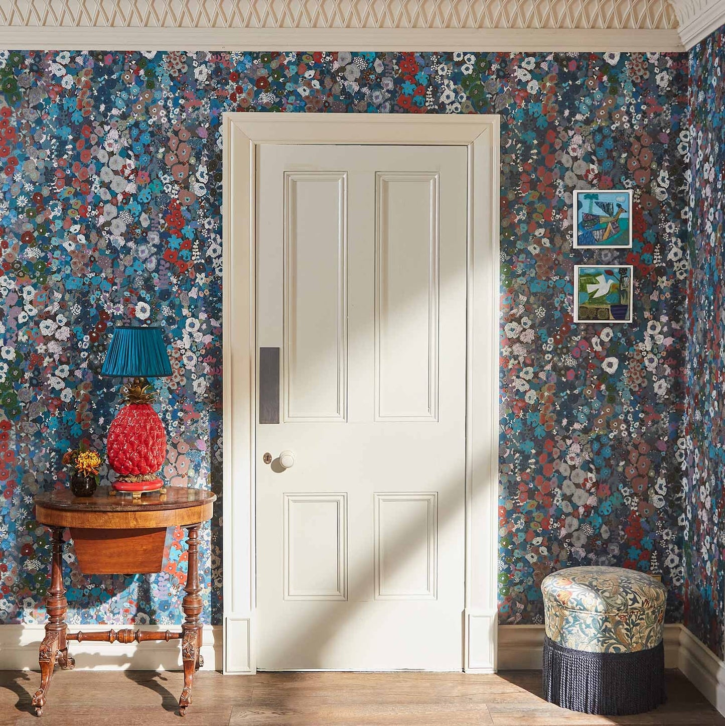 Hollyhocks Wallpaper - Winter - House of Hackney - 1-WA-HOL-DI-WIT-XXX - Morris Wallpaper