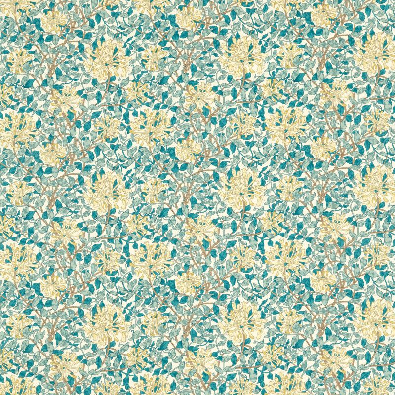 Honeysuckle Outdoor Fabric - Teal/Soft Lemon - Morris & Co - 227123 - Premier Wallcovering