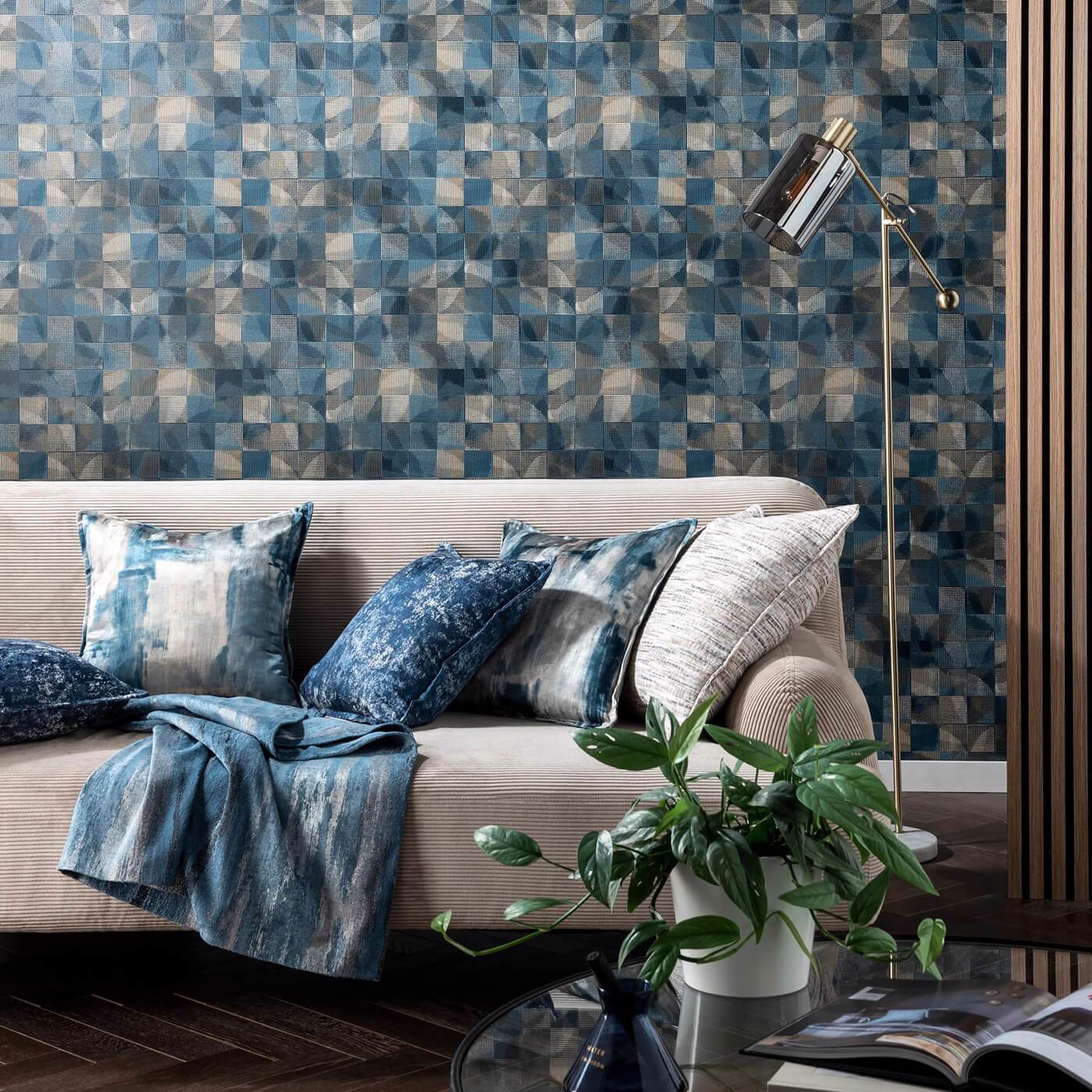 Impatto Wallpaper - Charcoal/Linen - Clarke & Clarke - W0182/01 - Morris Wallpaper