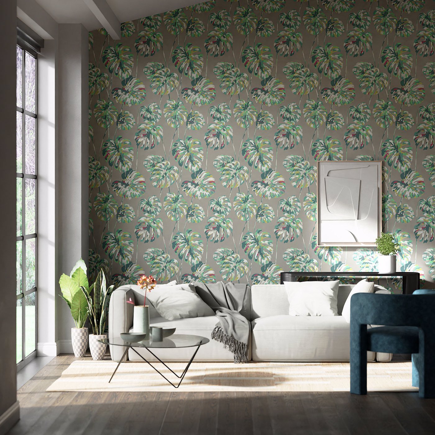 Kelapa Wallpaper - Lagoon/Cerise - Harlequin - HZAP111752 - Morris Wallpaper