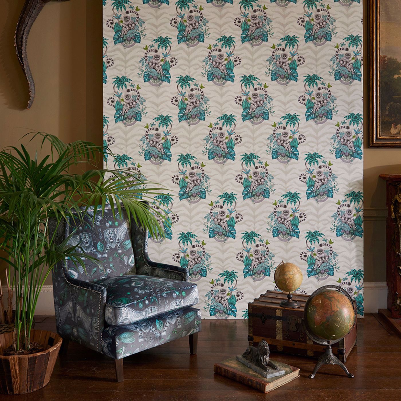 Lemur Wallpaper - Jungle - Clarke & Clarke - W0103/01 - Morris Wallpaper